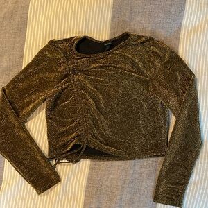 Sparkly Gold Long Sleeve Crop Top
